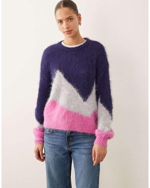 Vila Maglione Soffice Blu E Rosa A Righe Diagonali