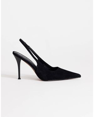 TOPSHOP Anya Real Suede Sling Back High Heeled Court Shoes - White