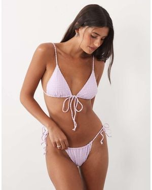 Gina Tricot Tie Side Tanga Bikini Bottoms - Purple