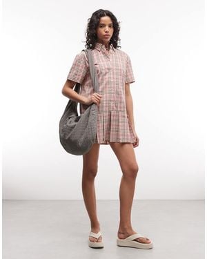 The Ragged Priest Pleated Mini Shirt Dress - Pink