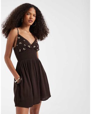 Hollister V Neck Strappy Mini Dress - Brown
