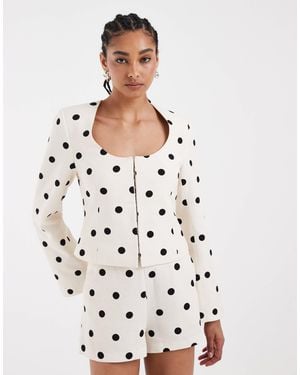 ASOS Round Neck Linen Look Blazer - - Co-ord T - White