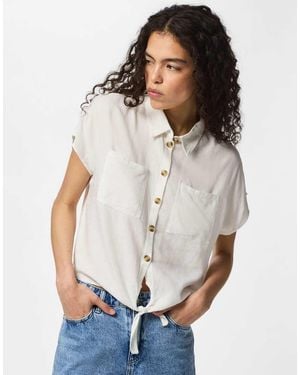 Pieces Camicia A Maniche Corte Brillante 1 - Bianco