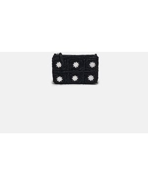 Stradivarius Mini Mirror Crochet Crossbody Bag - White