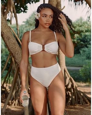 4th & Reckless X Loz Vassallo Lulu Crinkle High Waist Bikini Bottom - Green