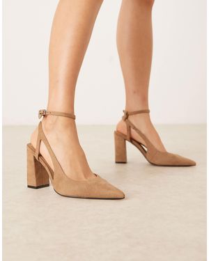 ASOS Wide Fit Paisley High Block Heel Shoes - Natural