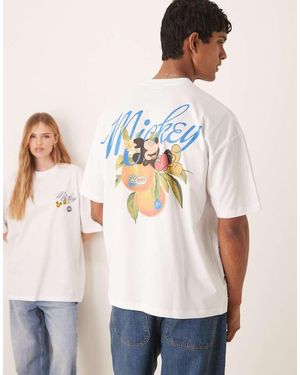 ASOS Disney Unisex Oversized T-shirt With Mickey Mouse Fruit Prints - White