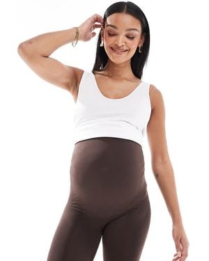 Mama.licious Pantalones Cortos Marrón Chocolate Sin Costuras De Mamalicious Maternity - Blanco