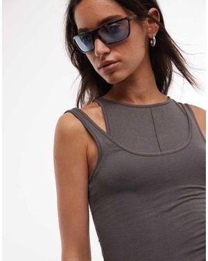 Weekday Layered Effect Tank Top - Black