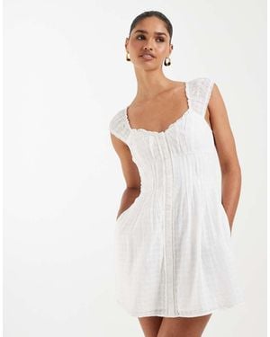 Hollister Milkmaid Mini Dress With Built - White