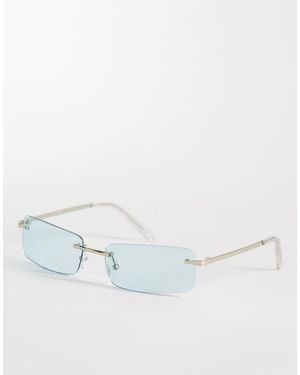 ASOS Rectangle Rimless Sunglasses - White