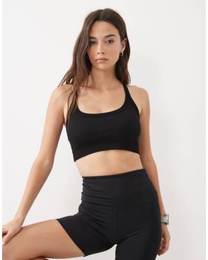 4505 Fuller bust sculpting nahtloser sport-bh mit mittlerem halt und verstellbaren trägern - Schwarz