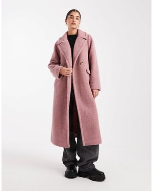 Threadbare Manteau long en imitation peau - Rose