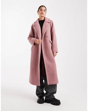 Threadbare Borg Maxi Coat - Pink