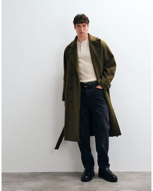 ASOS Oversized Wool Look Belted Overcoat - Black