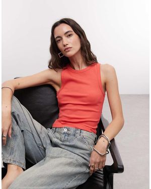ASOS Bañador Con Cuello Subido De Canalé De -Verde - Rojo