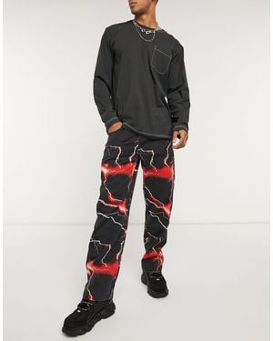 Jaded London Lightning - Jeans stile skater rossi - Rosso