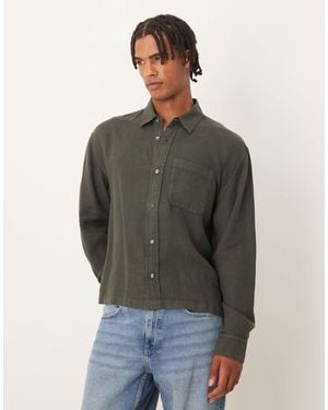 Abercrombie & Fitch Long Sleeve Linen Shirt - Gray