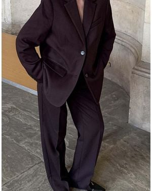 NA-KD Straight Mid Waist Twill Suit Trouser - Black