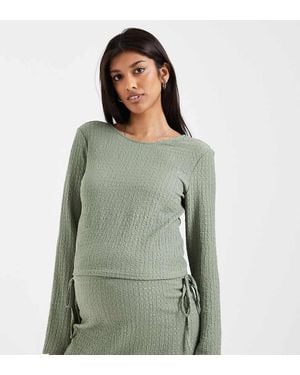 Mama.licious Mamalicious Maternity Textured Jersey Bell Sleeve Top Co-Ord - Green