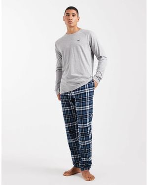 Threadbare – pyjama aus langärmligem oberteil und hose - Blau