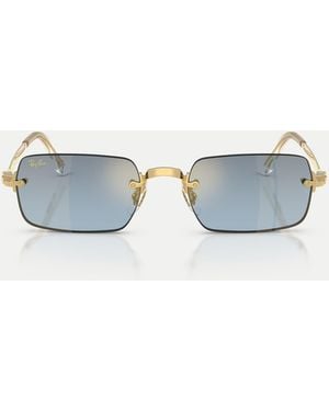 Ray-Ban Von a$ap rocky rechteckige sonnenbrille mit blau verspiegelten gläsern