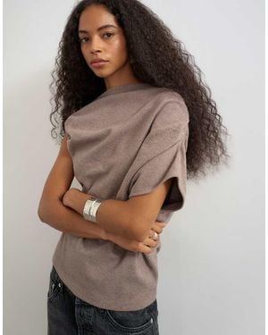TOPSHOP Top Met Zachte Touch En Verlaagde Schouders - Bruin