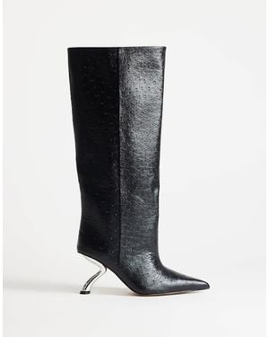 TOPSHOP Trinity Angular Heel Knee High Boot - Black