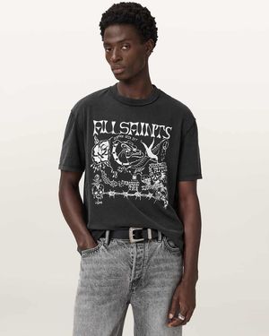 AllSaints Chingford Short Sleeve Graphic T-shirt - Grey