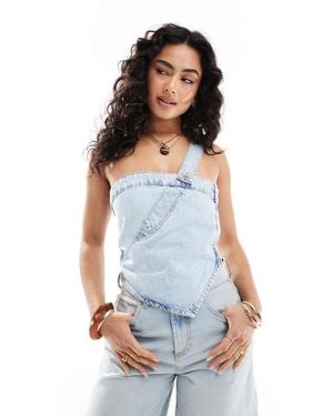 Pull&Bear Reworked Denim Top - Blue