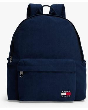 Tommy Hilfiger Essential Corduroy Logo Dome Backpack - Blue