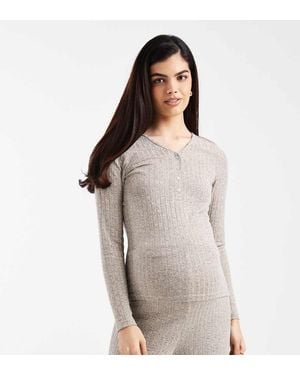 Mama.licious Top Caqui Melange De Manga Larga Con Botones Y Diseño Para Lactancia De Mamalicious Maternity (Parte De Un Conjunto)-Verde - Gris