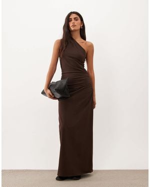 ASOS Nathalie One Shoulder Maxi Dress - Brown