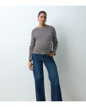 Vero Moda Long Sleeve T-Shirt With Contrast Collar - Blue