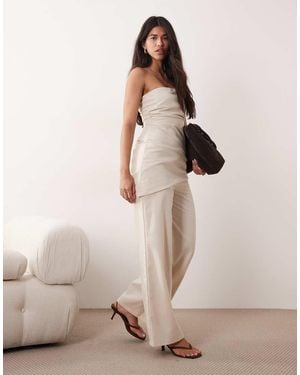 Kaiia Exclusive Linen Blend Wide Leg Trousers - Natural