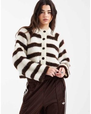 Miss Selfridge Chunky Fluffy Knitted Cardigan - Brown