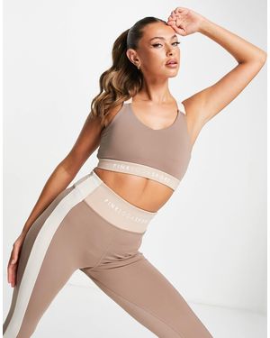 Pink Soda Cross Back Light Support Sports Bra - Brown