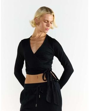 Glamorous V Neck Wrap Top - Blue