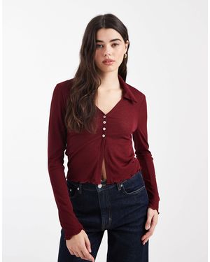 ASOS Long Sleeve Semi Sheer Shirt - Red