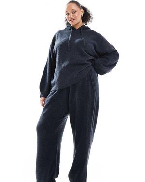Pieces Plus Joggers Azul Marino Melange Con Bajos Ajustados De Punto Suave De Pieces Curve (Parte De Un Conjunto)