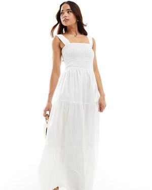 esmé studios Esmee Exclusive Shirred Waist Maxi Summer Dress - White