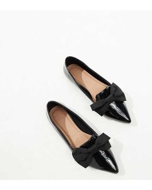 Asos Design Wide Fit Lake Bow Pointed Ballet Flats - Black