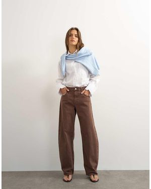 TOPSHOP Barrel Mid Rise Jean - White