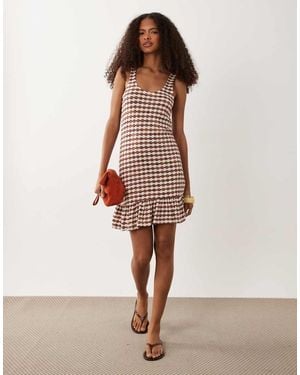 ASOS Gehaakte Mini Jurk Van Jersey Met Lage Ronde Hals En Ruches - Naturel