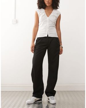 Monki Pantalon barrel habillé - Noir