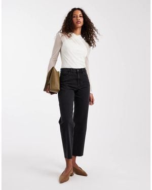 ASOS Jeans Alla Caviglia Comfort Elasticizzati Con Gamba Dritta Neri - Bianco
