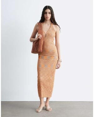 fashionations halter dress Warner Halter Dress - Cream/Brown main image 1