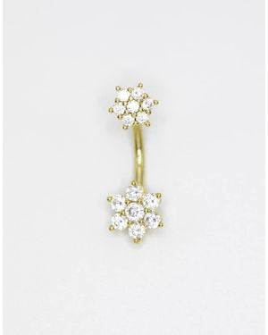 Lovisa Plated Titanium Flower Belly Bar - White