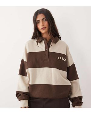 Kaiia Sudadera Rugby Oversize De Manga Larga A Rayas Chocolate Y-Multi - Marrón