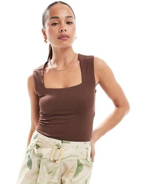 New Look Square Neck Bodysuit - Brown
